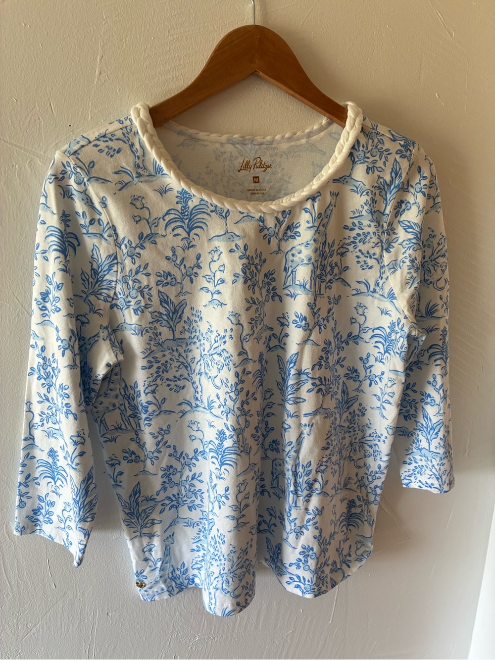 Lilly Pulitzer Resort tall tales blue toile top medium